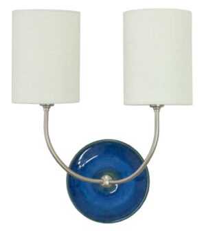 Two Light Wall Lamp by House of Troy - Scatchard Collection, Blue Gloss and Satin Nickel Finish - GS775-2-SNBG