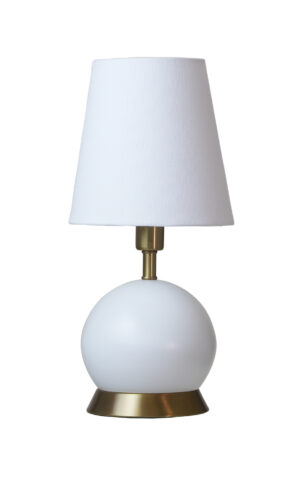 One Light Table Lamp by House of Troy - Geo Collection, White w/Weathered Brass Finish - GEO106