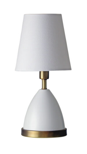One Light Table Lamp by House of Troy - Geo Collection, White w/Weathered Brass Finish - GEO206