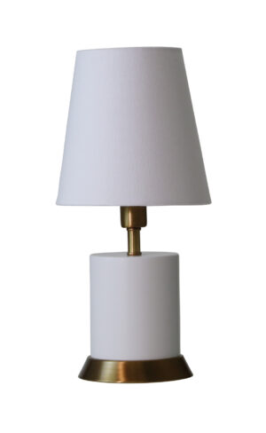 One Light Table Lamp by House of Troy - Geo Collection, White w/Weathered Brass Finish - GEO306