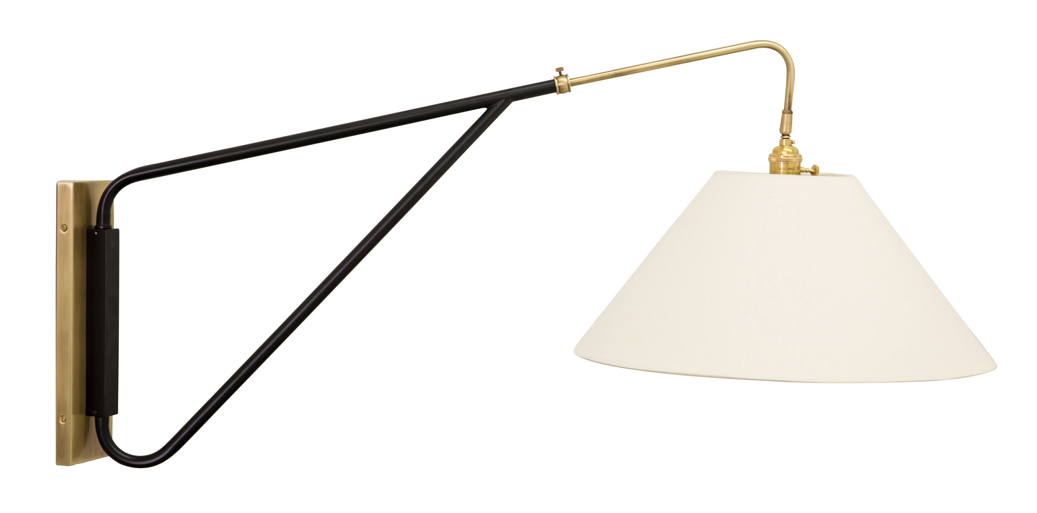 One Light Wall Sconce by House of Troy - Wall Swing Collection, Antique Brass/Black Finish - WS731-ABBLK